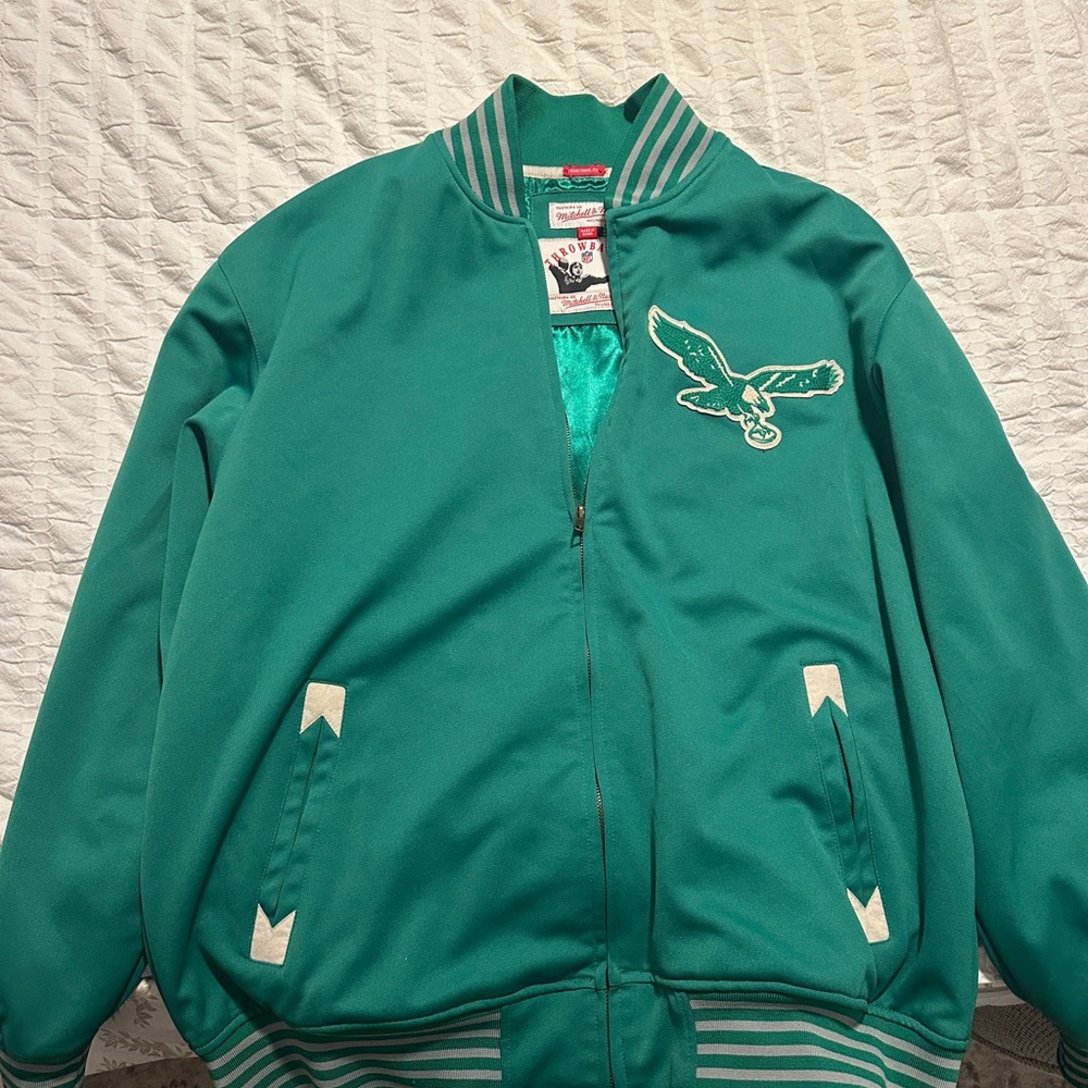 Mitchell & Ness Teal Green Philadelphia Eagles Bomber Jacket